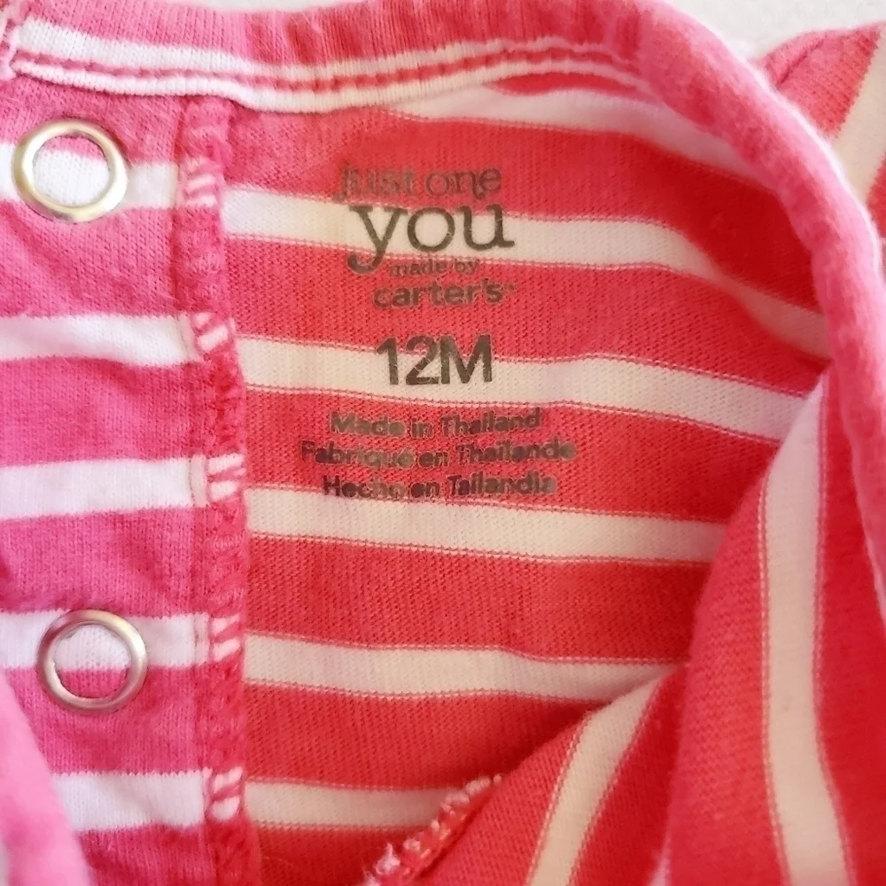 K1331 * Just One You Striped Whale Top Pink White Size 12M